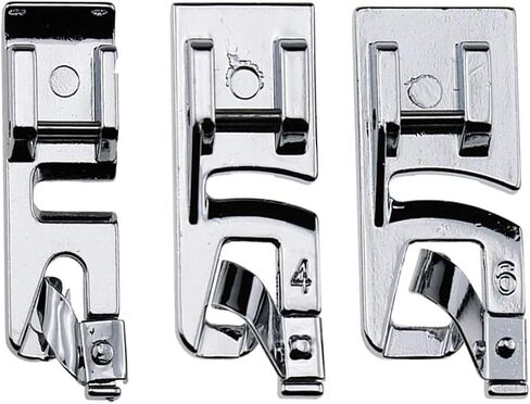Narrow Rolled Hem Presser Foot Set - Includes 3mm, 4mm and 6mm for Most Brother, Singer, Janome, Juki, Babylock, Elna, Kenmore, White, Necchi, and More Low Shank Sewing Machines in Saudi Arabia