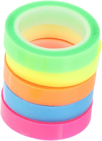 5 Rolls Highllighter Tape من علامات تبويب لزجة شفافة للكتب لتركيز عسر القراءة والتركيز ألوان زاهية لسهولة الترميز وتسليط الضوء على النقطة الرئيسية in Kuwait