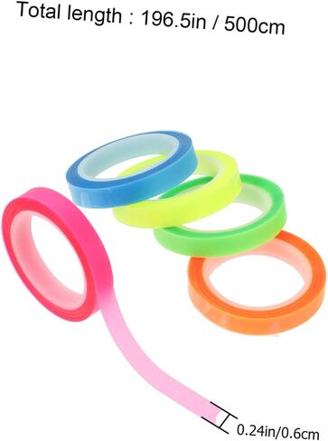 5 Rolls Highllighter Tape من علامات تبويب لزجة شفافة للكتب لتركيز عسر القراءة والتركيز ألوان زاهية لسهولة الترميز وتسليط الضوء على النقطة الرئيسية in Saudi Arabia