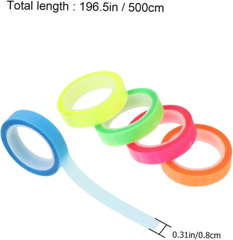 5 Rolls Highllighter Tape من علامات تبويب لزجة شفافة للكتب لتركيز عسر القراءة والتركيز ألوان زاهية لسهولة الترميز وتسليط الضوء على النقطة الرئيسية in Kuwait