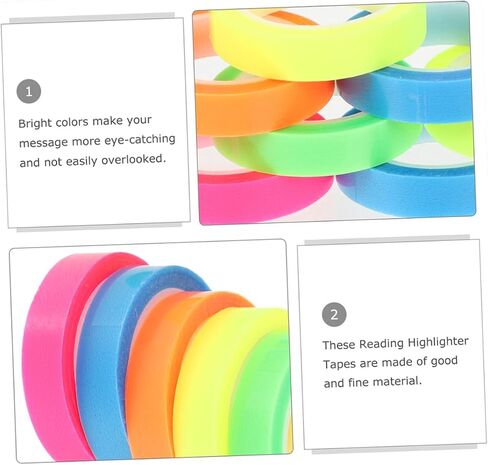 5 Rolls Highllighter Tape من علامات تبويب لزجة شفافة للكتب لتركيز عسر القراءة والتركيز ألوان زاهية لسهولة الترميز وتسليط الضوء على النقطة الرئيسية in Kuwait