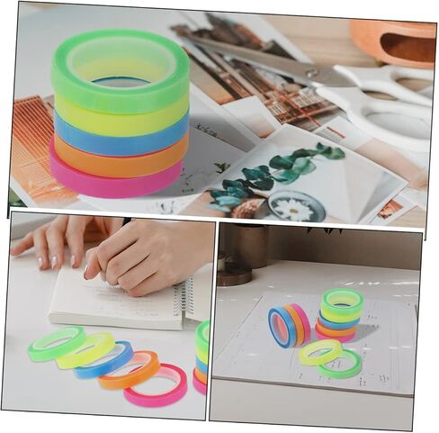 5 Rolls Highllighter Tape من علامات تبويب لزجة شفافة للكتب لتركيز عسر القراءة والتركيز ألوان زاهية لسهولة الترميز وتسليط الضوء على النقطة الرئيسية in Saudi Arabia