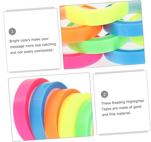 Gadpiparty 5 Rolls Highlighter Tapes أشرطة تمييز شفافة لسهولة وضع علامة على الصفحة الفصول الدراسية للمدارس والمنزل ألوان in Kuwait