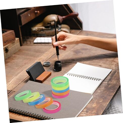 Gadpiparty 5 Rolls Highlighter Tapes أشرطة تمييز شفافة لسهولة وضع علامة على الصفحة الفصول الدراسية للمدارس والمنزل ألوان in Kuwait