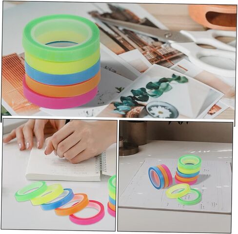 Gadpiparty 5 Rolls Highlighter Tapes أشرطة تمييز شفافة لسهولة وضع علامة على الصفحة الفصول الدراسية للمدارس والمنزل ألوان in Kuwait