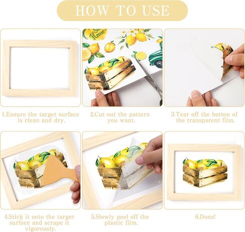 Rub on Transfers for Furniture Crafts Stickers: 6 Sheets Rub on Transfer for Furniture Decals Lemon Sticker UV DTF Transfer Stickers for Wood Glass Crafts DIY Home Decor (12 * 8 inches) in Saudi Arabia