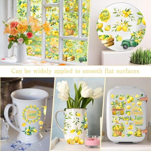 Rub on Transfers for Furniture Crafts Stickers: 6 Sheets Rub on Transfer for Furniture Decals Lemon Sticker UV DTF Transfer Stickers for Wood Glass Crafts DIY Home Decor (12 * 8 inches) in Saudi Arabia