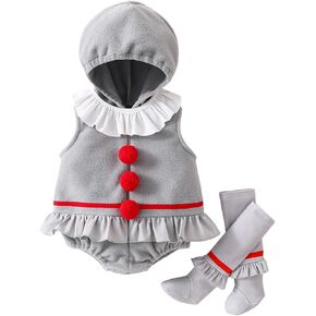 Clown Costume for Baby Girl Boy Halloween Costumes Joker Costume Romper Infant Baby Halloween Outfit 3 6 12 18 Month
