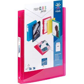 Customisable A4 Flexible Binder - 4 Rings - 2.5 cm Spine - Translucent Raspberry red