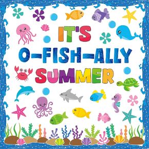 Summer Ocean Bulletin Board Set for Classroom Decorations Sea Creature O-Fish-Ally Summer Cutouts for End of Year Marine Chalkboard Wall Door Decor 80Pcs