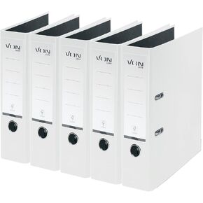 VON Leitz A4 Folder, Pack of 10, Cardboard with Plastic Cover, 80 mm Spine Width, for 600 Sheets, Blue Angel & FSC Certified, for School, Study & Home, Black, 10550095