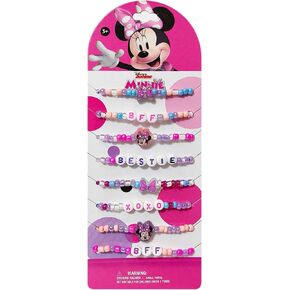 Disney Minnie Mouse Beaded Friendship Bracelet Set for Girls – 8-Pack Bestie & BFF Stretch Bracelets – Cute Jewelry Accessories for Kids Ages 3+