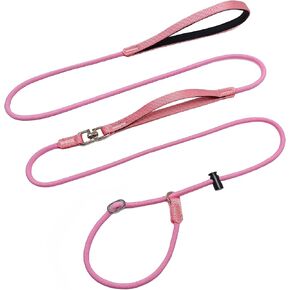 Slip Lead Dog Leash with Double Handles, 7.5FT Training Lead with 360° Swivel Anti-Tangle, Gentle Contorl Leash and Collar for Small Medium Dogs No Pull Walking (Army Green)