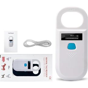 RFID Pet Microchip Scanner - Dual Frequency 125kHz/134.2kHz, OLED Display & 128 Data Storage, USB Portable Pet Chip Scanner for Dogs/Cats/Pigs/Animals, ISO11784/85 Certified (TM90A Black)