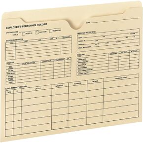 Smead Employee Record File Jacket, Reinforced Straight-Cut Tab, Flat-No Expansion, Letter Size, Manila, 20 per Pack (77100)