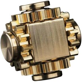 Pure Brass Cube Gears Linkage Fidget Spinner Toy,Metal DIY EDC Focus Meditation Break Bad Habits ADHD for Children and Adults High-Speed Precision Brass Material