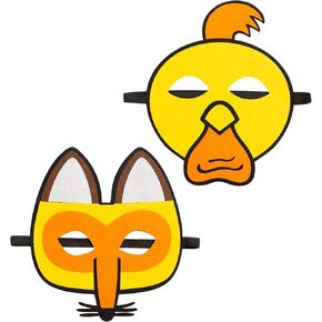 The Hen & Fox Felt Masks Set - 2pcs Kids Half Face Costume Kit for Toddler Role Play, Bedtime Stories, Learning, and Party Favors