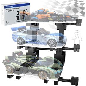 Display Stand for Lego Speed Champion Cars, Upgraded 3-Layer Stand for Lego Car 76917 76908 76918 76915 76914 76907 76901 76902 and More, Display Building Kit for Kids, Boys and Girls