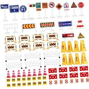 YARNOW Traffic Signs Set Educational Road Sign Models for Realistic Traffic Accessories for Sandbox Play and Imagination