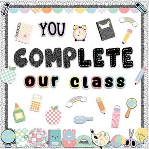 91 Pcs Composition Notebook Classroom Decor Welcome Back to School Bulletin Board Decor You Complete Our Class First Day of School Schoolgirl Marble Composition Notebook Border Trims Cutouts