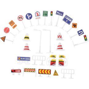 Milisten 28Pcs Traffic Model Realistic Road Signs for Safety Educational Traffic Awareness Props DIY Play