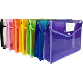 7 Pack Plastic Expanding File Folders, Folders For Documents With Snap Closure, Assorted Colors, Transparent Envelopes, Documents Holder,Paper Organizer, Waterproof, Fit Letter/A4 Size (A4) (Colorful)