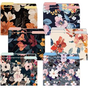 12 Set of File Folders Decorative, Pretty File Folders for Women 6 Designs, Pretty Floral Filing folders 11.5 x 9.5 1/3 Cut, Decorative File Folder, File Cabinet folders