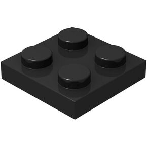 Classic Black Plates Bulk - 2x2 Building Plates Flat 100 Piece, Compatible With Lego Parts and Pieces (M0659-23)