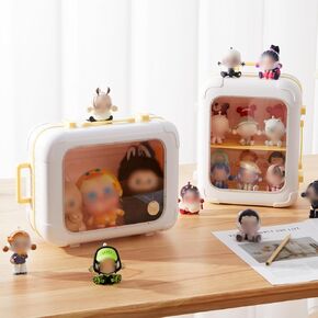 2-Ties Display Case for Figures, Dust-Proof Stackable Display Cabinet Organizer for Mini Action Figures Collectibles(1 Pack)