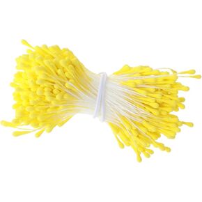 350 Pcs 3mm Yellow Pearl Double Heads Handmade Flower Stamens for Flower Making Artificial Pistil para Flores for Crafts Christmas Wedding Scrapbook Decoration