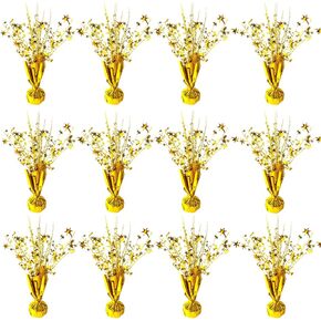 12 Pack Metallic Foil Spray Centerpiece Star Table Decoration Burst Table Centerpieces for Birthday Wedding Anniversary Graduation Holiday Party Supplies Decor, Gold