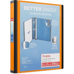 STAPLES 651739 Better 1-Inch D 3-Ring View Binder Orange (13465-CC)