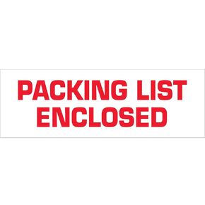 Pre-Printed Carton Sealing Tape, Packing List Enclosed, 2.2 Mil, 2" x 110 yds., Red/White, 36/Case