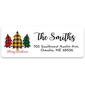 Personalized Christmas Return Address Labels - Custom Holiday Return Address Labels, Set of 120 Self Adhesive Mailing Rectangle Personalized Name Stickers (Pattern 1)