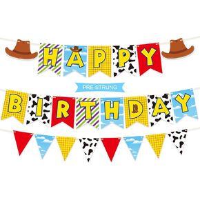 Pre-Strung Toys Inspired Story Banner for Toy Birthday Decorations, Two Infinity and Beyond Birthday Decorations, Multicolor