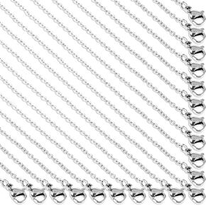 20PCS Silver Chain for Jewelry Making, Stainless Steel Necklace Chains Fadeless Thin Craft Charm Bracelet Chains Bulk Women Jewelry Making Accessories(17" +19 ")