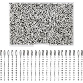 200 Pcs Ball Bead Chain Bulk Keychain 4.7 Inch Metal Dog Tag Small Chains with Connectors for Hanging Decoration