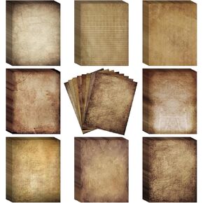 120 Antique Looking Old Fashion Parchment Paper Aged Look Decorative Printer Stationery Sheets 8.5 x 11 Inch Double Sided Printing/Writing Paper for Printing Printer Friendly for Invitations, Letters