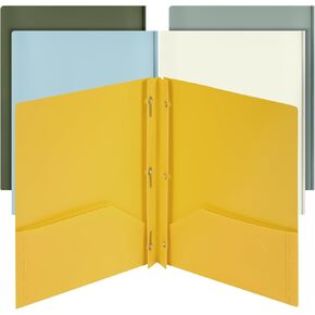 Mr. Pen- Plastic Folders with Pockets and Prongs, 5 Pack, Letter Size, Earthlight Colors, Flexible Plastic Folders with Prongs & Card Slot