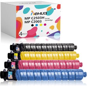 hehua Compatible MP C2503H Toner Cartridge MP C2003 (4-Pack,BK/C/Y/M) High Yield Replacement for Ricoh MP C2503 Toner Cartridge 841918 841919 841920 841921 for Ricoh MP C2003 C2004 C2503 C2504 Printer