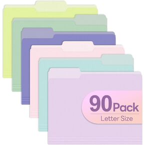 Piasoenc Color File Folders Set of 12, 1/3 Cut Tab, Letter Size Folder for 8.5 x 11 Documents Files, Assorted 6 Colors Filing for Office School Business