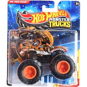 العجلات الساخنة Monster Trucks Tiger Shark ، تشمل سيارة مسحوق 1:64 مصبوب المقياس