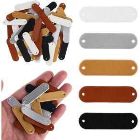 60Pcs PU Blank Leather Label Faux Leather Blank Tags with Holes Handmade Leathers Labels Leathers Tags for Crafts Knitting Sewing Hats Purses Clothing