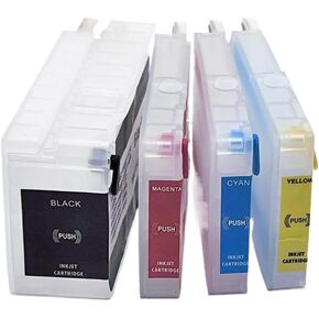 4 Piece Ink Cartridge Set with Auto Reset Chip Compatible with DesignJet T120 T520 Printers