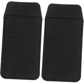 jojofuny 2pcs Pu Leather Pen Organizer for Multi-functional Pocket Protector for Shirts and Lab Coats Convenient Storage for Pens and Badges Black