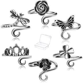 6 PCS Crochet Tension Ring Cat Crown Butterfly Elephant Sunflower Adjustable Yarn Rings Tools Crochet Accessories Gifts for Crochet Lovers