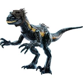 Mattel Jurassic World Track 'n Attack DinoSaur Figure ، Indoraptor Toy مع الأضواء والصوت والحركة والملحقات ، بالإضافة إلى التطبيق القابل للتنزيل و AR