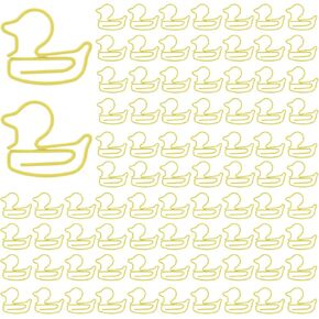 100pcs Small Duck Shaped Paper Clips, Cute Yellow Duck Bookmarks Decorative Animal Paperclips Fun Office Supplies School Accessories Unique Gifts for Duck Lovers Coworkers Teachers Desk Decor