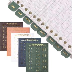 180PCS Monthly Tabs for Planner, 5 Colors Gold Letter Index Tabs, Self Adhesive Planners Calendar Sticker Tab for Office, Scrapbooks, Notebooks - 10 Sheets