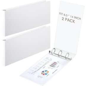 2 Pcs 8.5'' x 14'' Landscape 3 Ring Legal Size Binders 2 Inch Round Ring Binders Heavy Duty Economy Holds 8.5 '' x 14'' Paper for Artwork Blueprints, Office, Home, Work Places(Black)